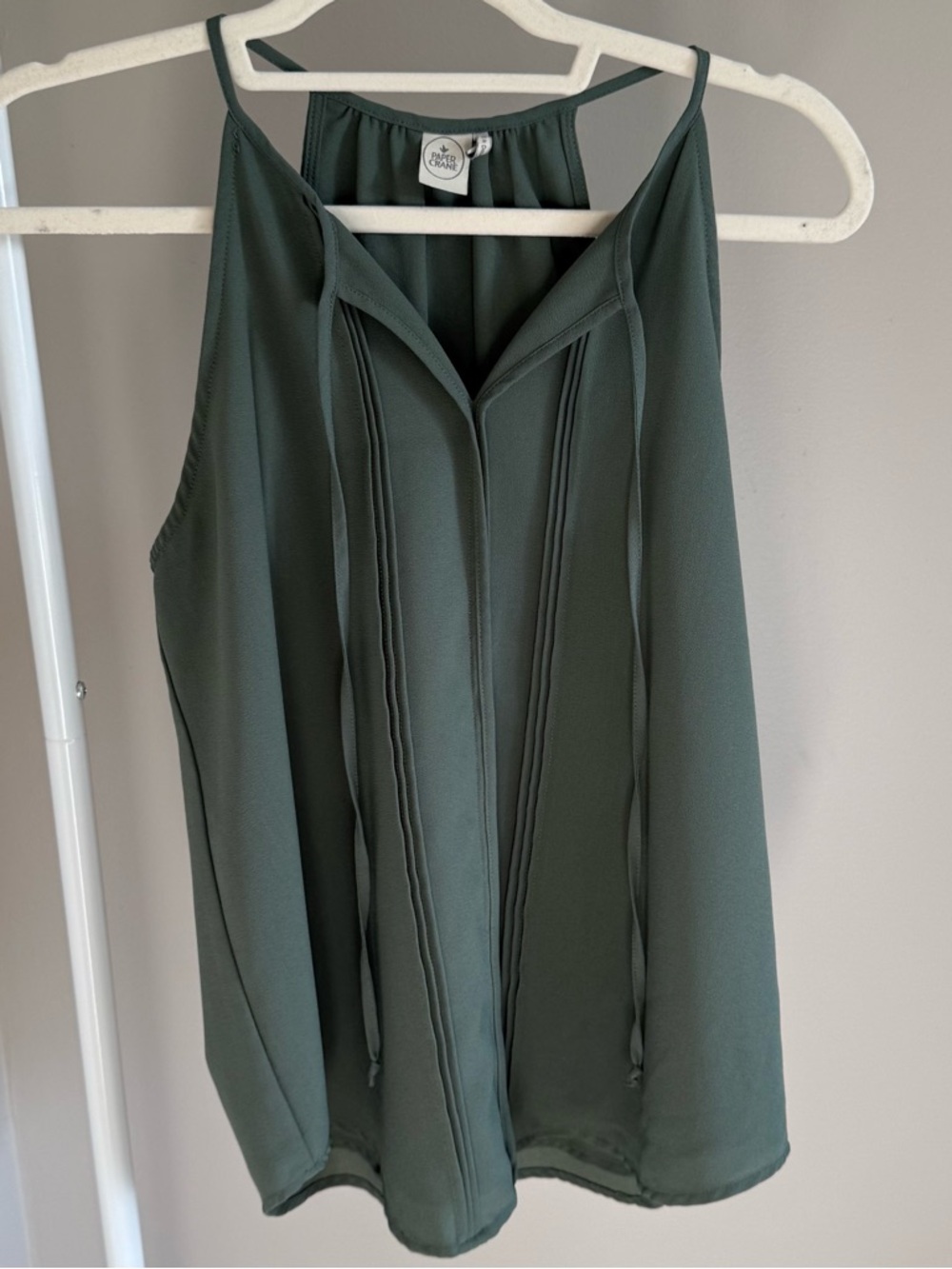 Paper Crane Dark Green Sleeveless Blouse